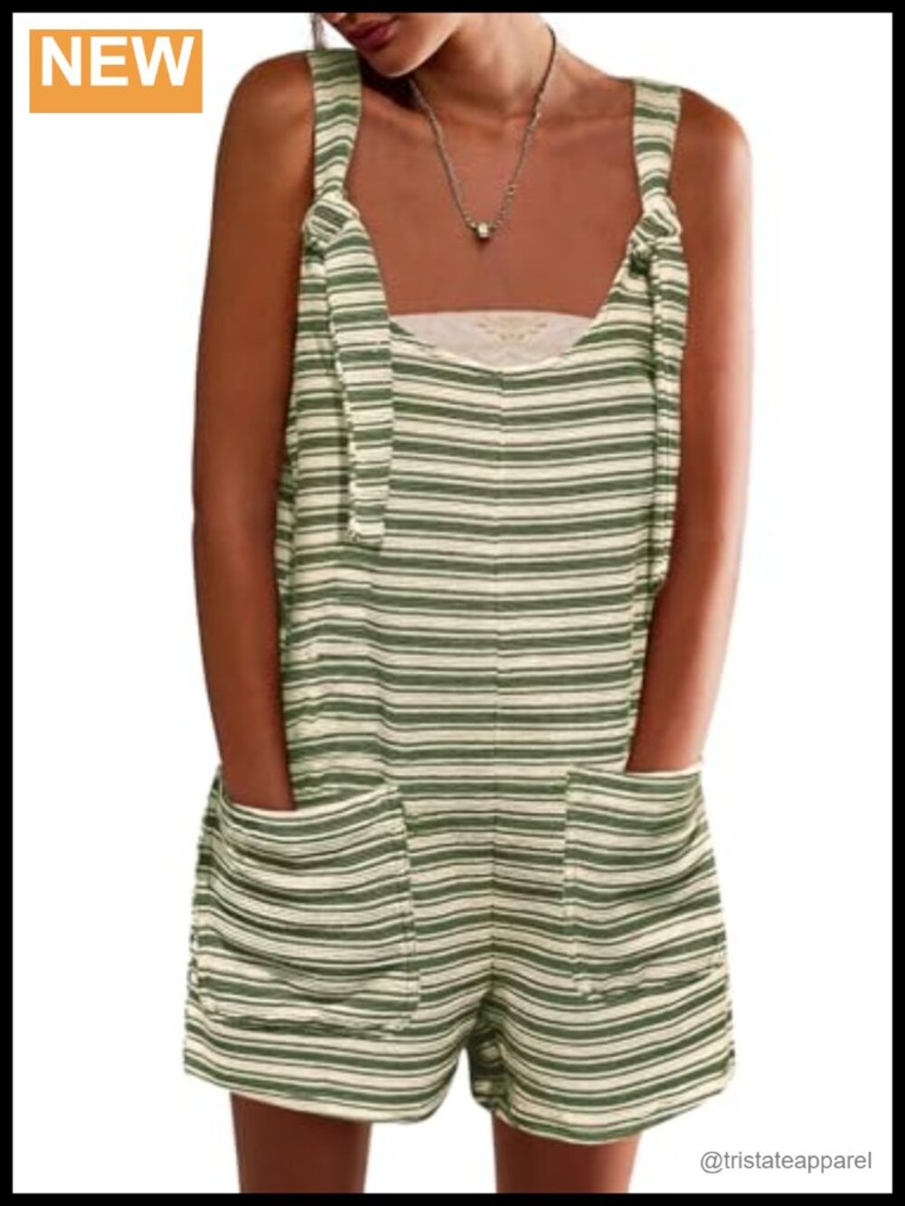 Yousify Women's Summer Sleeveless Striped Romper Loose Tied Shorts Jumpsuit
